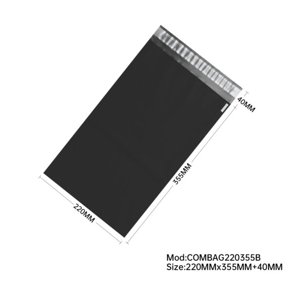 500pcs Black Compostable Satchels 220x355mm 65Mic