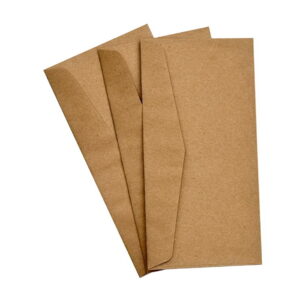 500pcs DL Brown Kraft Recycled Lick & Stick Envelopes 110x220mm 90GSM