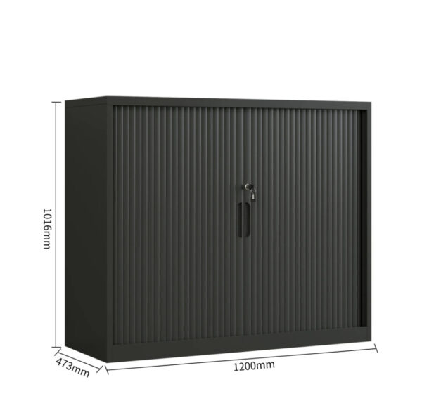 Steel Tambour Storage Box Black Cupboard 1016x1200x473mm