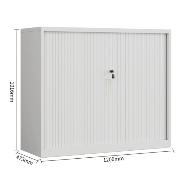 Steel Tambour Storage Box White Cupboard 1016x1200x473mm