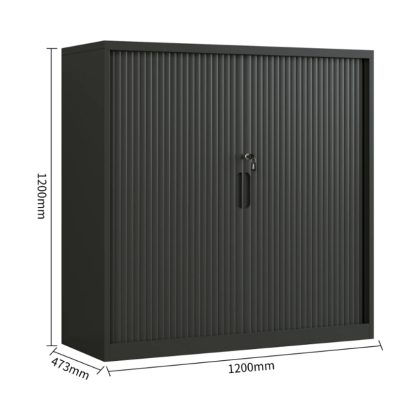 Steel Tambour Storage Box Black Cupboard 1200x1200x473mm