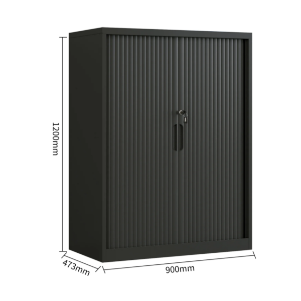 Steel Tambour Storage Box Black Cupboard 1200x900x473mm