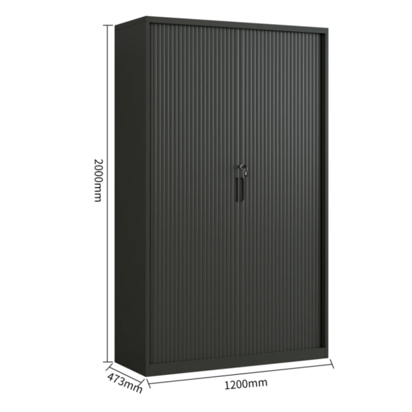 Steel Tambour Storage Box Black Cupboard 2000x1200x473mm