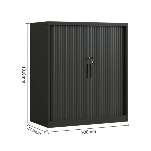 Steel Tambour Storage Box Black Cupboard 1016x900x473mm